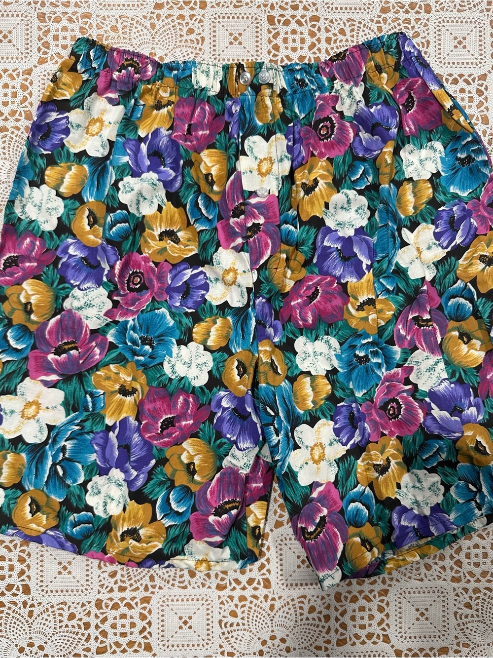 Vintage Made in USA Floral Cotton Shorts Men’s L/XL 90s Elastic Waist Festival
